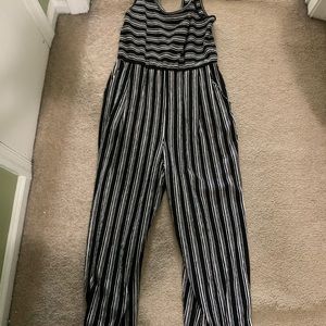Black and white striped jumpsuit
